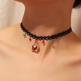 Santa Claus Lace Pendant Choker Necklace