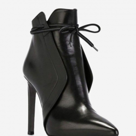 Front Tie High Heel Pointed Toe Boots