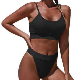 Shadow Striped High Waist Bikini Swimwear