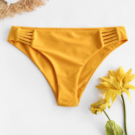 ZAFUL Ladder Hollow Out Low Rise Bikini Bottom S Bright yellow