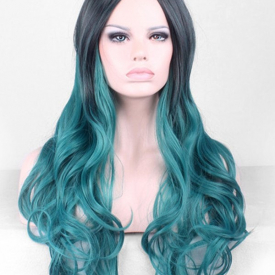 Center Part Harajuku Cosplay Gradient Wavy Long Synthetic Wig
