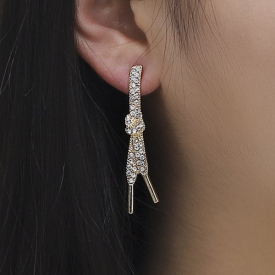 Shoelace Knot Shape Rhinestone Earrings