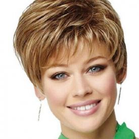 Short See-through Bang Fluffy Straight Wig