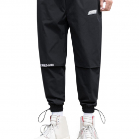 Peace World Print Elastic Waist Jogger Pants Xs Black