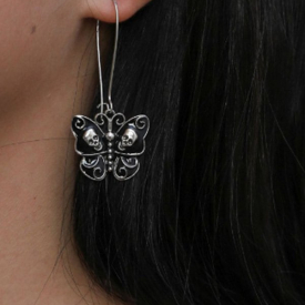 Gothic Skull Butterfly Pattern Earrings