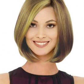 Medium Mixed Color Straight Side Part Bob Synthetic Wig