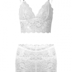 Plus Size Lace Bralette and Boyshorts Set