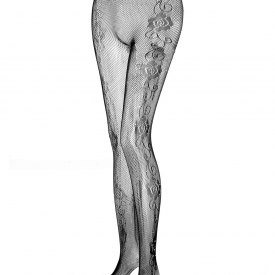 Plus Size Fishnet Rhinestone Flower Lingerie See Thru Pantyhose