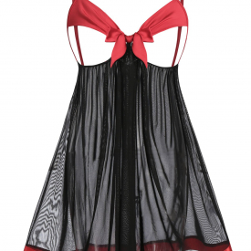 Plus Size Open Bust Bowknot Babydoll Set