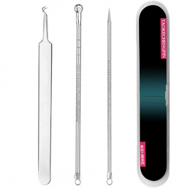 3Pcs Stainless Steel Acne Removing Forceps Needles Set