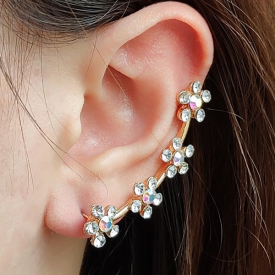 Rhinestone Flower Shape Cuff Earring