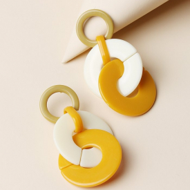 Colorblock Circles Acrylic Stud Drop Earrings