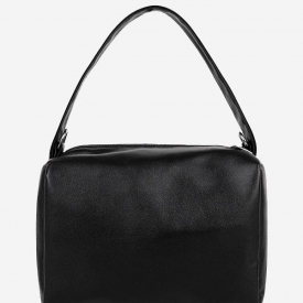 PU Retro Chain Solid Tote Bag Black