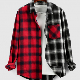 ZAFUL Colorblock Plaid Shirt M