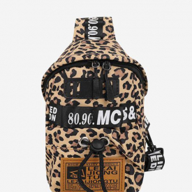 Animal Print Patch Chest Bag Brown