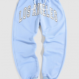 ZAFUL LOS ANGELES Print Jogger Sweatpants S Light blue