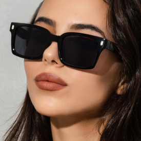 Fashion Women Square Shape Wide Frame Oversized Sunglasses