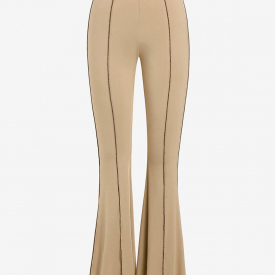 ZAFUL High Waist Contrast Topstitching Bell Bottom Pants Xl Light coffee