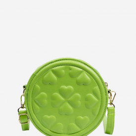 Heart Embossed Solid Color Canteen Bag Green