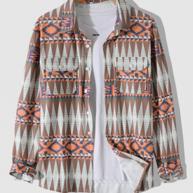 ZAFUL Men’s Colorful Geometric Tribal Ethnic Aztec Printed Shirt Xl Multi a