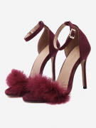 Women Feather Embellished Open Toe Ankle Strap Sandals