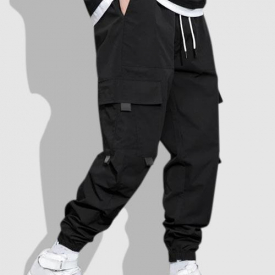 ZAFUL Men’s ZAFUL Multi Pockets Elastic Cuff Solid Color Cargo Pants Xl Black