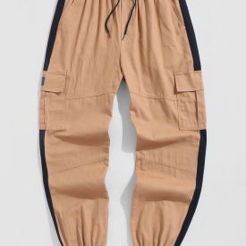 ZAFUL Men’s Contrast Side Cargo Jogger Pants M Coffee