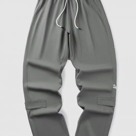 ZAFUL Men’s Letter Printed Straight Leg Drawstring Casual Pants Xs Gray