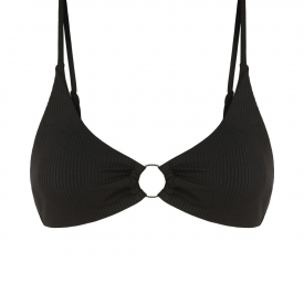 ZAFUL Solid Ribbed O-ring Bikini Top M Black