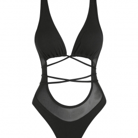 ZAFUL Ribbed Backless One-piece Swimsuit L Black