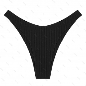 Textured Cheeky Bikini Bottom S Black