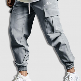 ZAFUL Men’s Drawstring Jogger Cargo Pants L Light gray