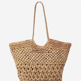 Hollow Out Straw Raffia Beach Vacation Tote Bag