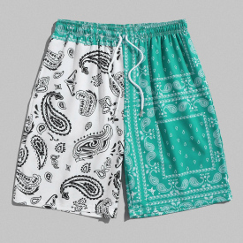 ZAFUL Men’s Ethnic Paisley Printed Board Shorts 2xl Sea green