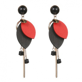 Metal Bar Pendant Leaf Shape Earrings for Woman