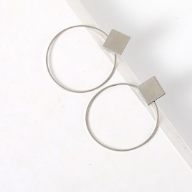 Women’s Hoops Simple Style Square Shape Faddish Alloy Earrings