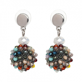 Unique Women’s Colorful Bead Micro Pave Ball Drop Earring