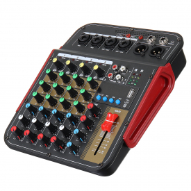 4 Channel bluetooth Audio Mixer Contrl DJ Mic with LED Digital Display Music Stream EU Plug