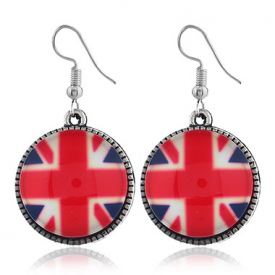 Silver Union Jack Flag Design Earrings