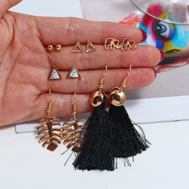 Tassel Embellished Gold Metal Earring Set