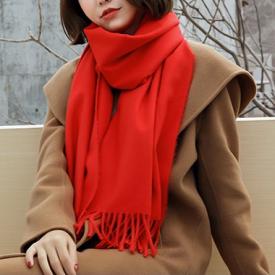Tassel Embellished Red Scarf for Women
