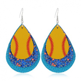 Sequin Detail Plastic Blue Earring Set