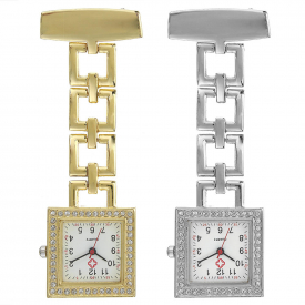 Crystal Square Nurse Watch Stainless Steel Quartz Watches