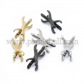 Rack Plating Brass Beads, Long-Lasting Plated, Double Claw, Mixed Color, 20x13mm, Hole: 1.8mm