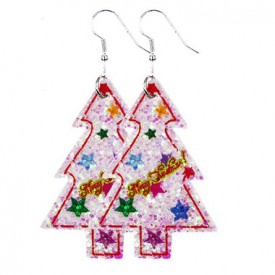 Christmas Tree Design Light Pink Earring Set