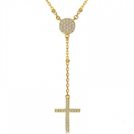 925 Sterling Rosary Necklaces Trendy Mens Gold Cross Necklace Jewelry Charms Necklace