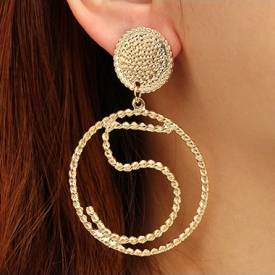 Number Design Circular Hollowed Earring Set