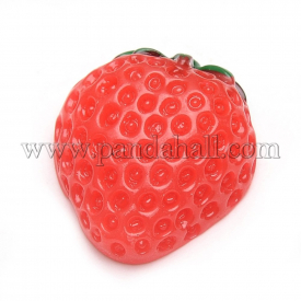 Resin Cabochons, Strawberry, Red, 27x23x11mm