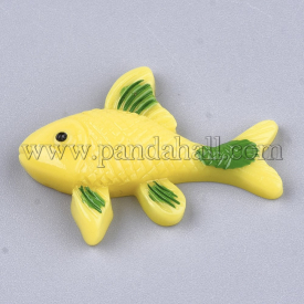 Resin Cabochons, Tropical fish, Yellow, 24x32x7mm