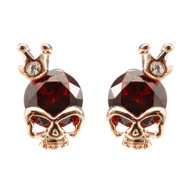 Punk Skull Crown Ear Stud Exquisite Zinc Alloy Rhinestones Earrings for Women